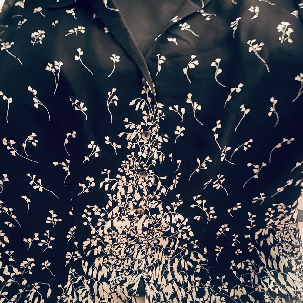 NWT 100% Silk Yarn black sheer shirt